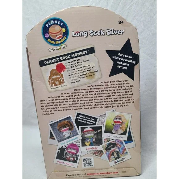 Planet Sock Monkey Long Sock Silver- NEW In Box- RARE - Picture 5 of 8